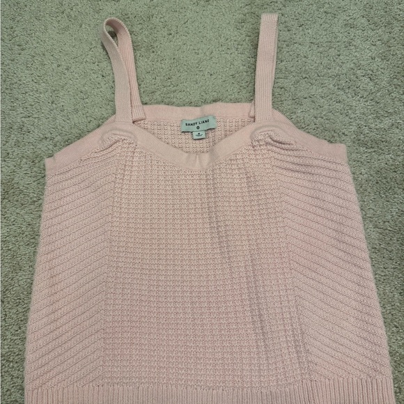 Sandy Liang Light Pink Knit Tank Top - Picture 1 of 3